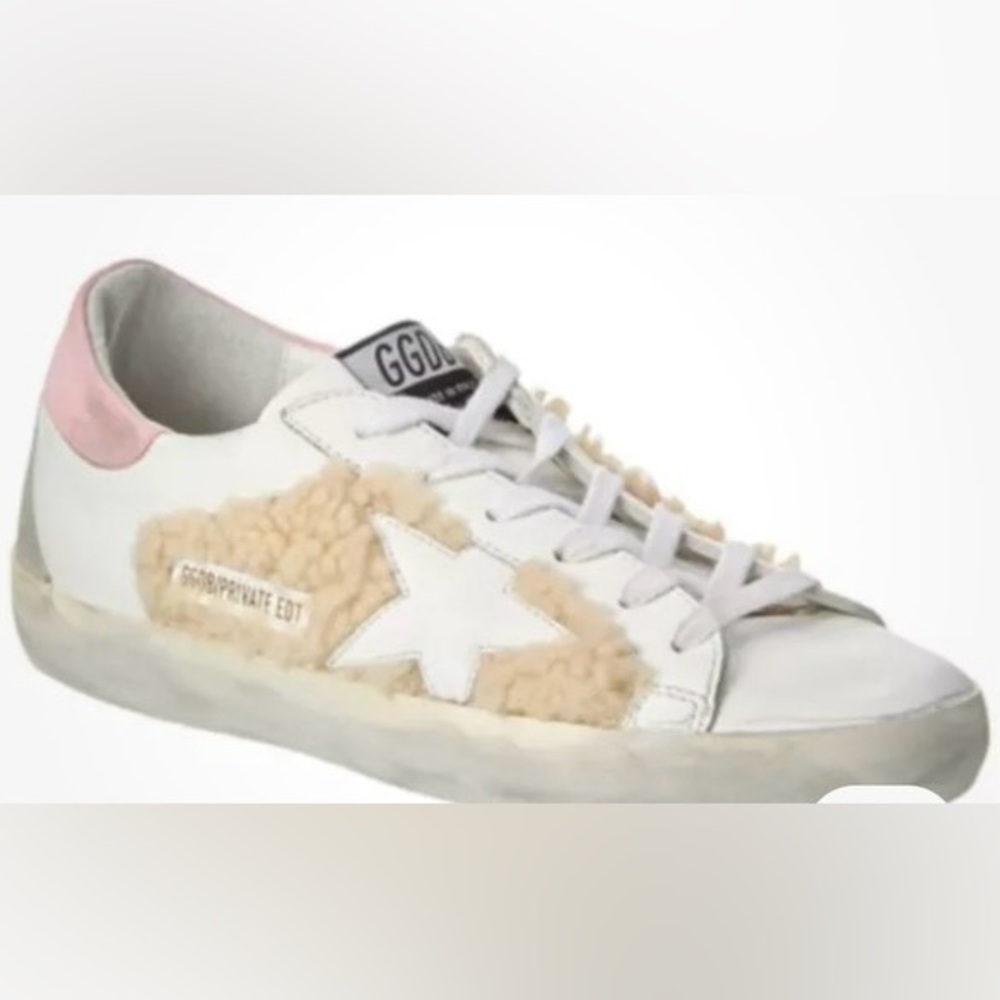 Golden Goose White and Pink Sneakers